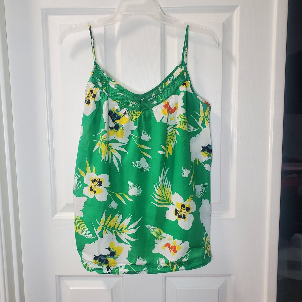Patagonia‎ Green and White Camisole with Tropical Print - Picture 2 of 5